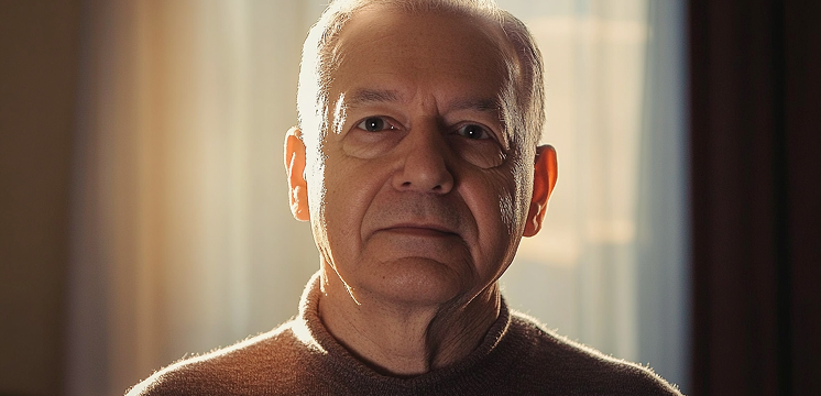 Older Man Headshot with Sunset-Like Lighting